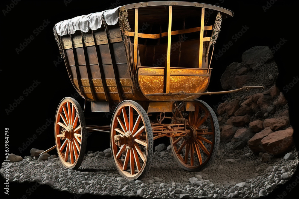 Silver, gold, and copper mining cart. Generative AI