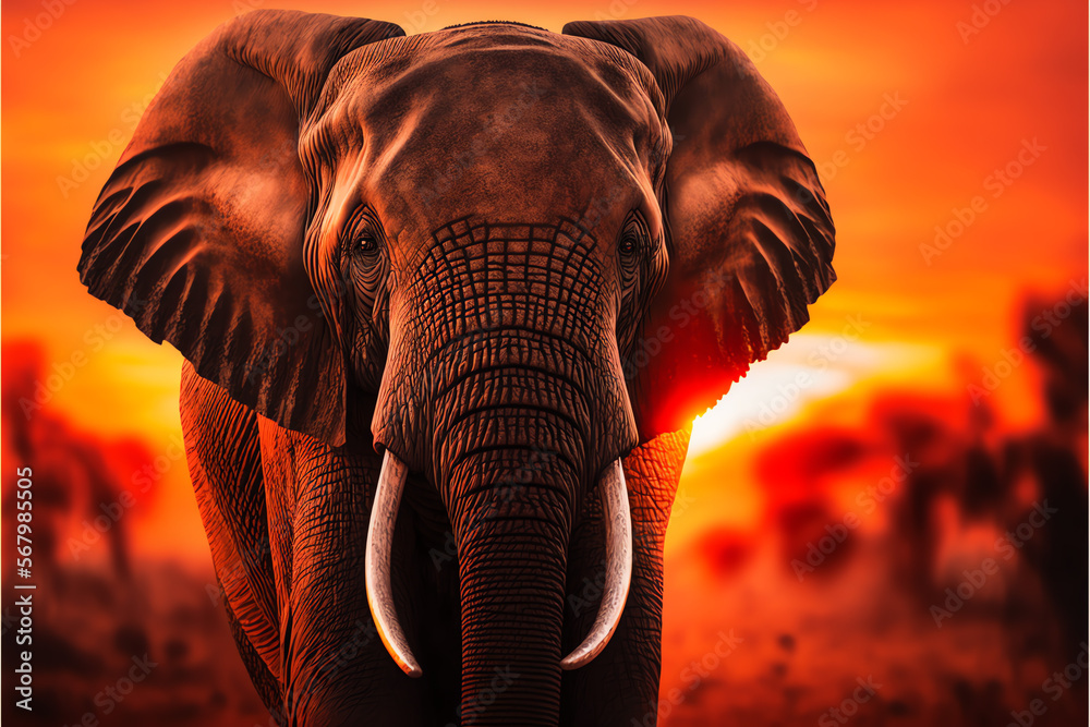 custom made wallpaper toronto digitalElephant wallpaper. Largest mammal on earth, animal from Africa and Asia. Generative AI.