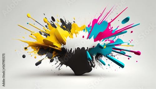 CMYK explosion on white solid background