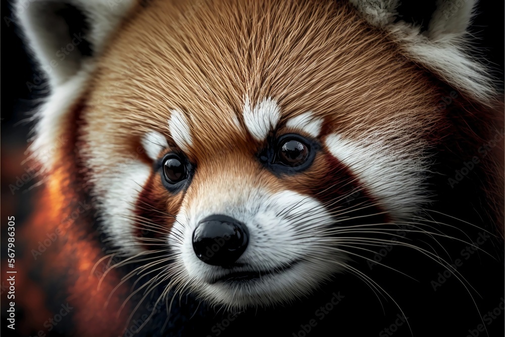 Red panda, lesser panda, mammal from Asia. Generative AI. Red panda, lesser panda, mammal from Asia. Generative AI.