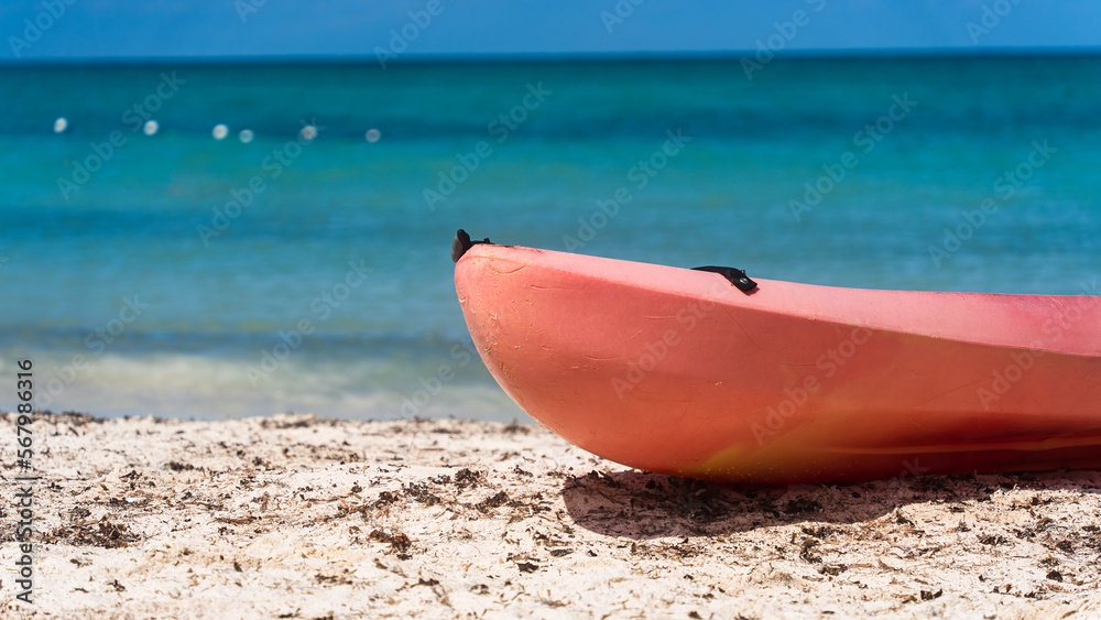 Kayak on a beautiful Caribbean beach Kayak on a beautiful Caribbean beach