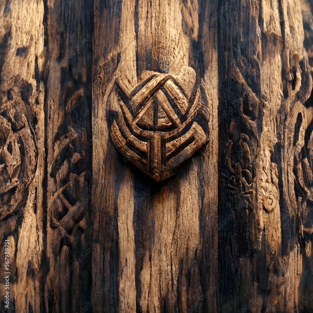 Viking symbol wooden texture seamless flat map albedo 8k octane render ...