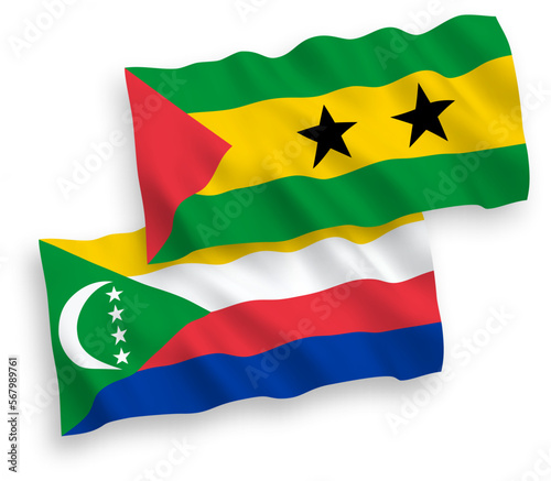 Free Download Flags of Saint Thomas and Prince and Union of the Comoros on a white background - GFXLoad