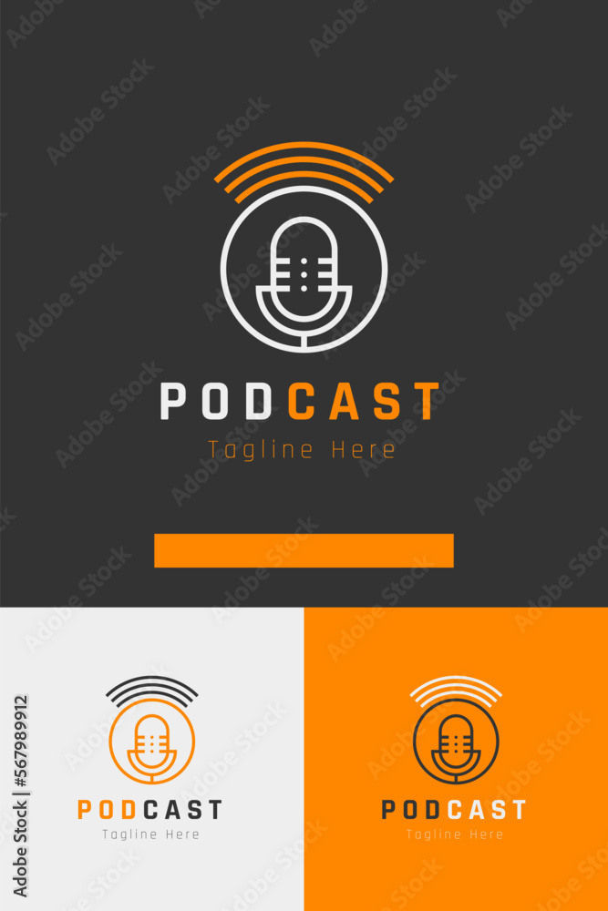 Set of podcast microphone logo vector design template with different color styles Set of podcast microphone logo vector design template with different color styles