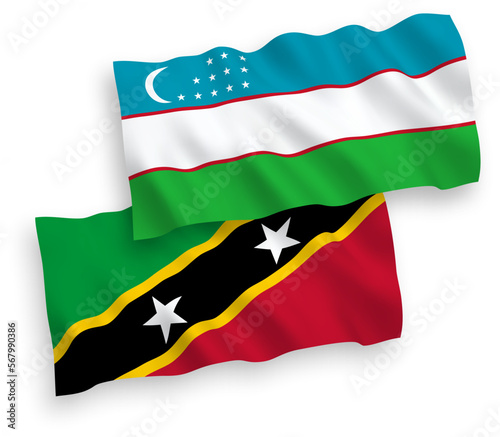 Flags of Federation of Saint Christopher and Nevis and Uzbekistan on a white background Free Download Flags of Federation of Saint Christopher and Nevis and Uzbekistan on a white background - GFXLoad