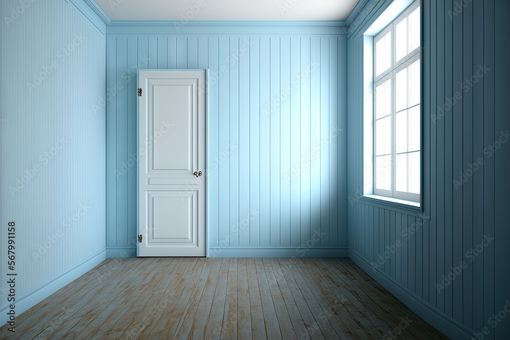 Room has an empty light blue wooden surface. Draft for a design. Generative AI Room has an empty light blue wooden surface. Draft for a design. Generative AI