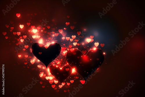 red glowing background with bokeh as heart