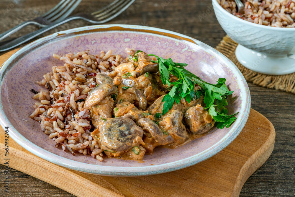 Creamy mushroom stroganoff with wild rice Creamy mushroom stroganoff with wild rice