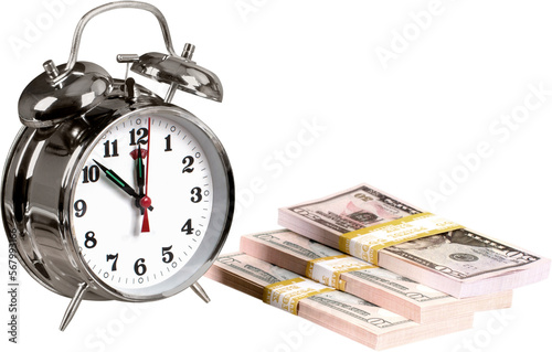 Alarm Clock And Money - Isolated
