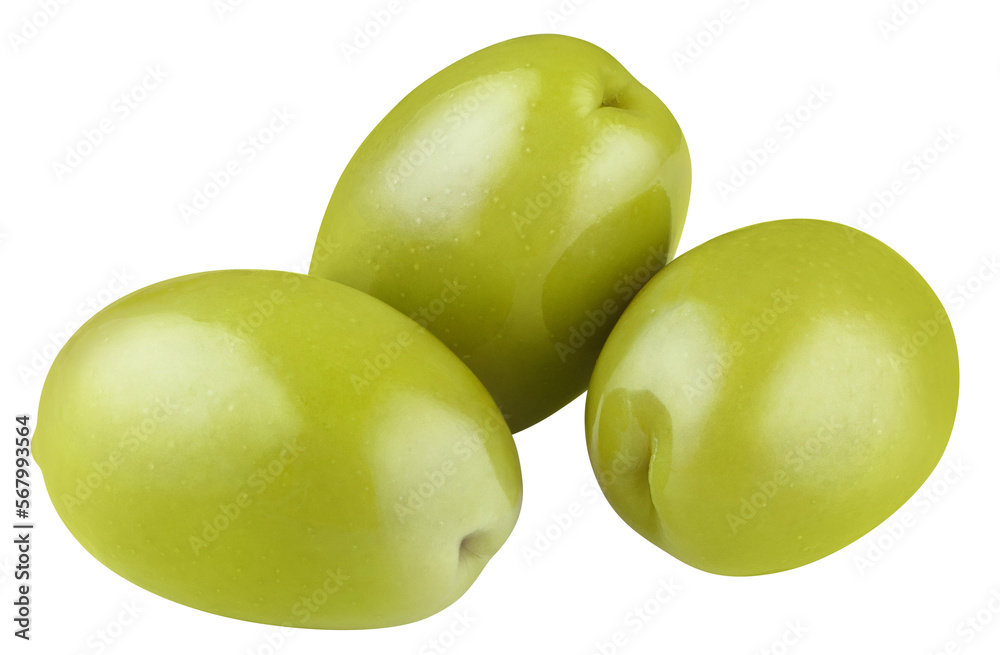 Delicious green olives cut out Delicious green olives cut out