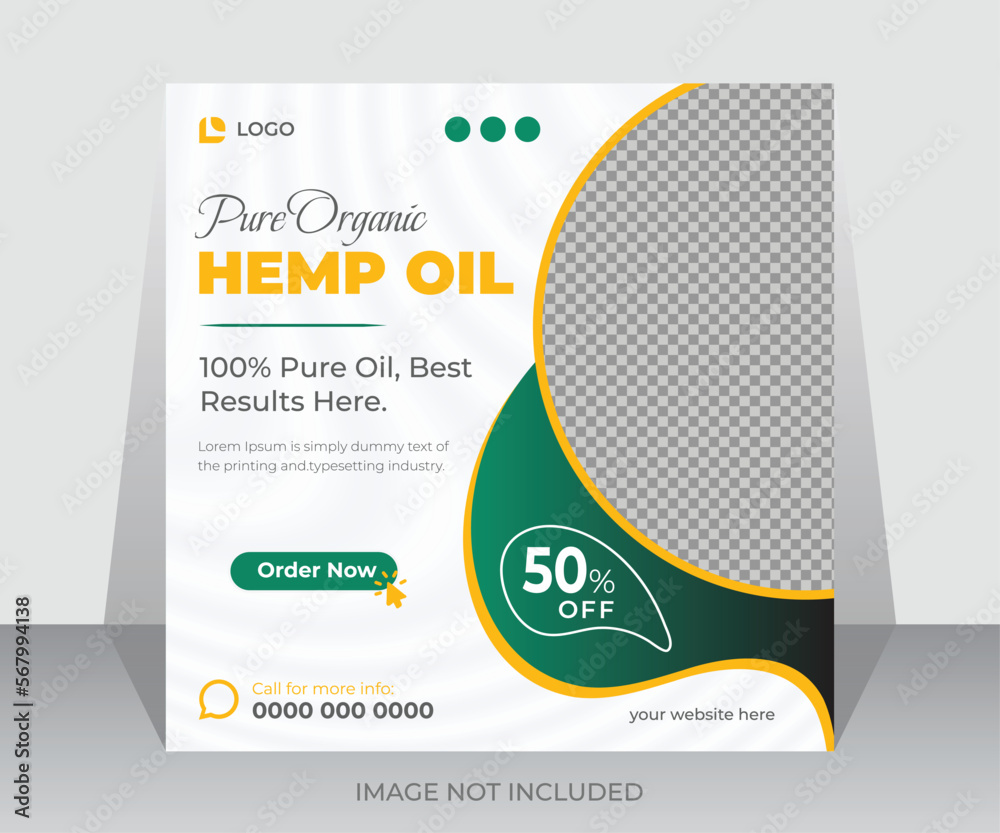Hemp cbd oil natural pure social media banner and web ads post design template Hemp cbd oil natural pure social media banner and web ads post design template