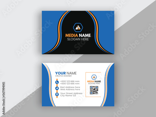 Business card design template, Clean professional business card template, Modern presentation card with company logo, Creative and modern business card template.