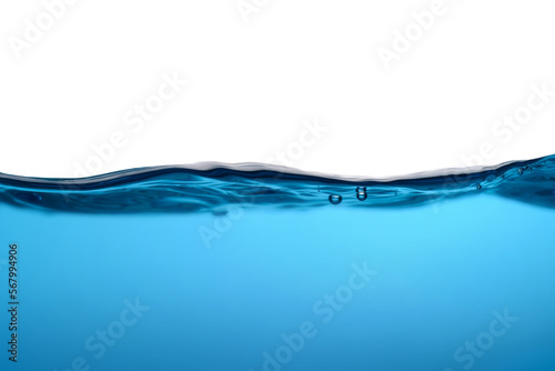 Water surface movement. white background. Close-up view.