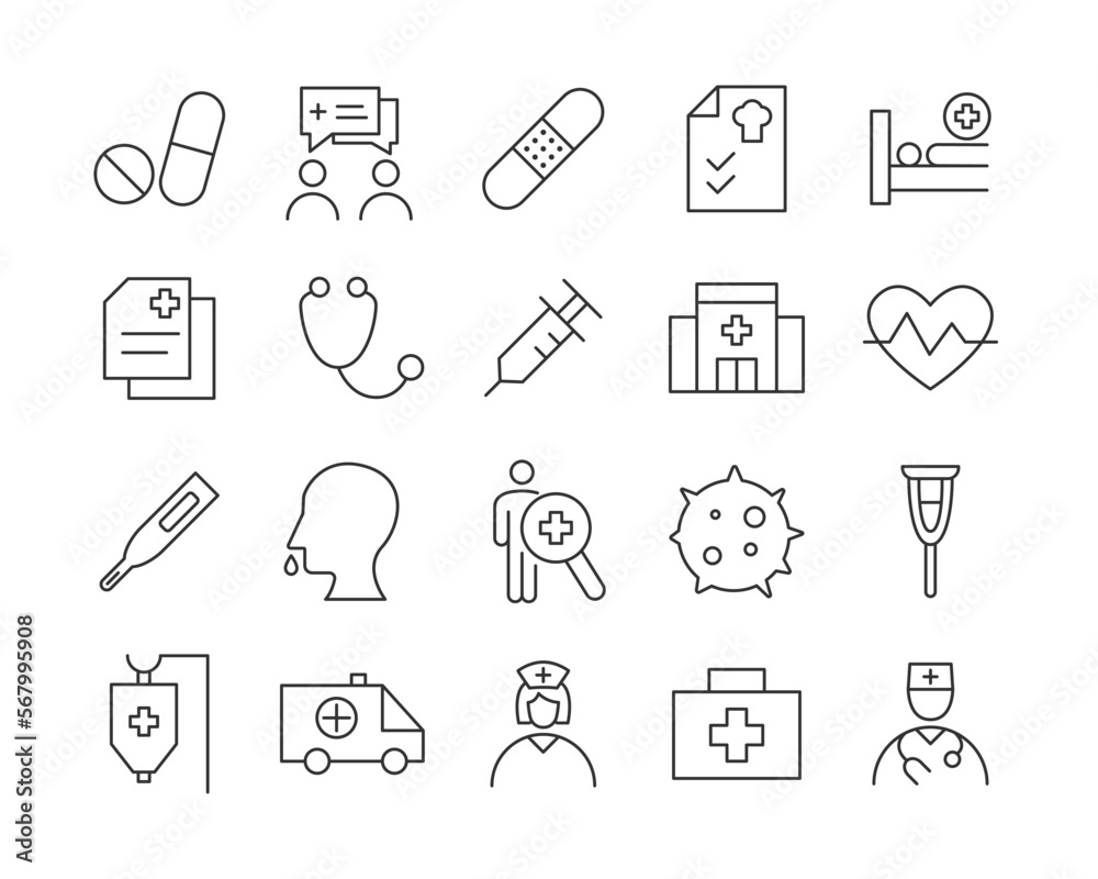 Medical Icons - Vector Line. Editable Stroke. Medical Icons - Vector Line. Editable Stroke.