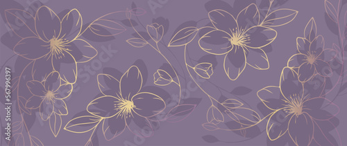 Wallpaper Mural Stylish luxury vector illustration with flowers, buds, branches and leaves for design, backgrounds, decor, print Torontodigital.ca