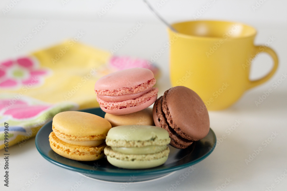 Mountain colorful macarons on a white background Mountain colorful macarons on a white background