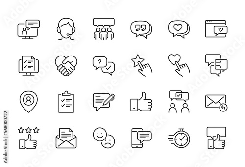 Photographie Testimonial, User Feedback and Customer Support related icon set - Editable stro