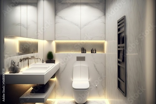 Modern bathroom interior, toilet interior ideas.