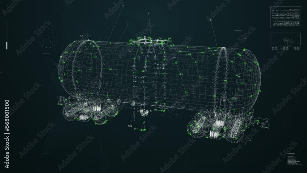 Railway Transport Tank UI. Monitoring and Detection Animation