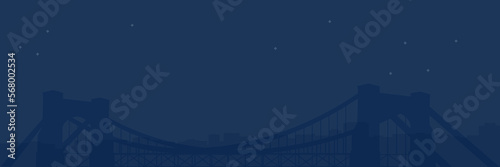City bridge at night silhouette vector banner