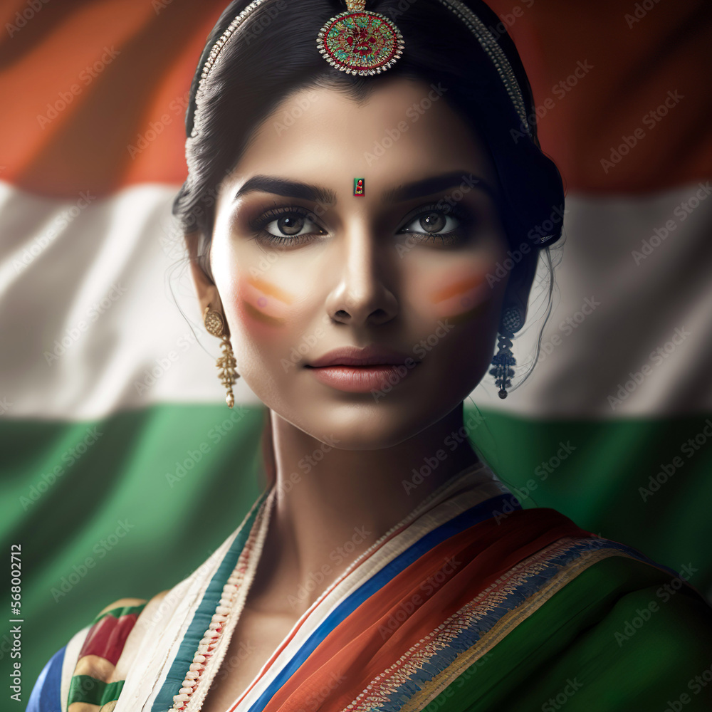 AI generated illustration of a Indian woman with traditional Indian