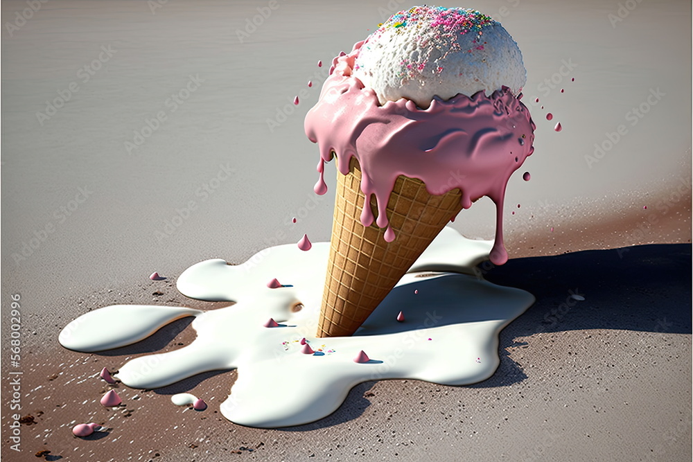 ice cream drop on floor, Made by AI,Artificial intelligence Stock ...