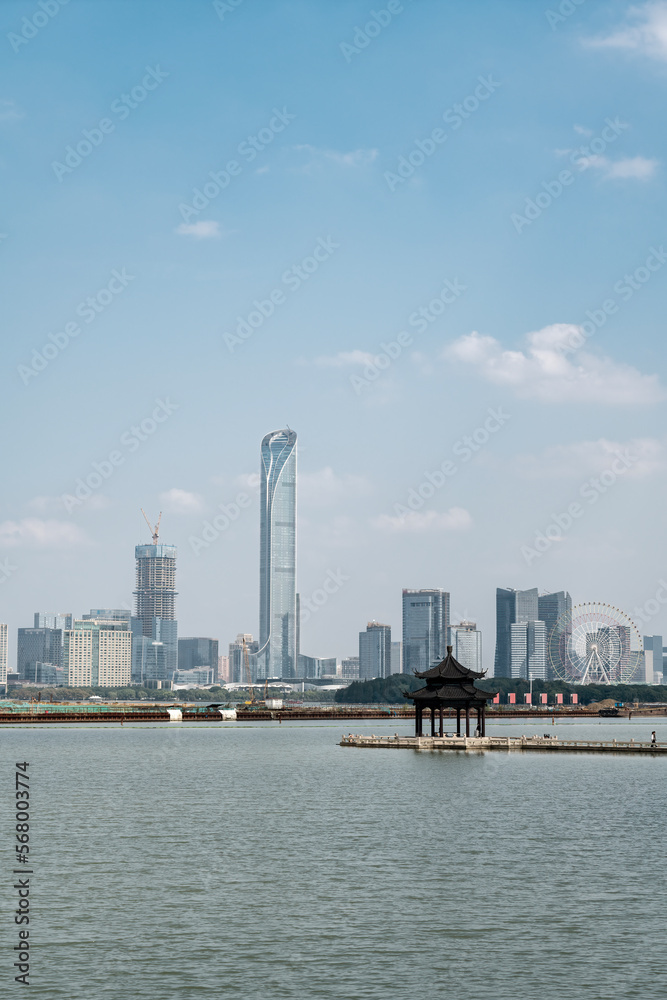 Naklejka premium Aerial photography Suzhou Urban Architecture Skyrim