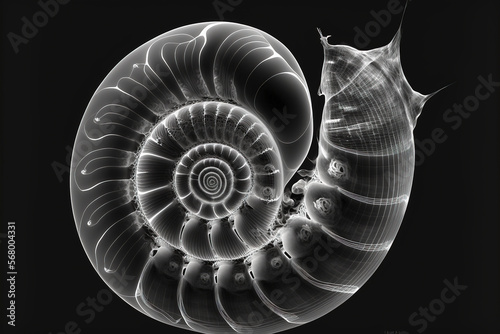 snail x-ray style. X-ray of Raw whole snails. Full frame Close-up Background of mollusc.. created with Generative AI technologycreated with Generative AI technology
