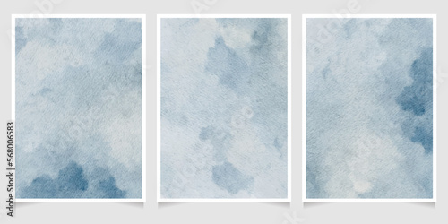 indigo navy blue watercolor wet wash splash 5x7 invitation card background template collection