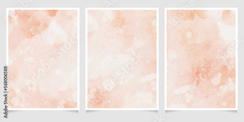 orange watercolor wet wash splash 5x7 invitation card background template collection