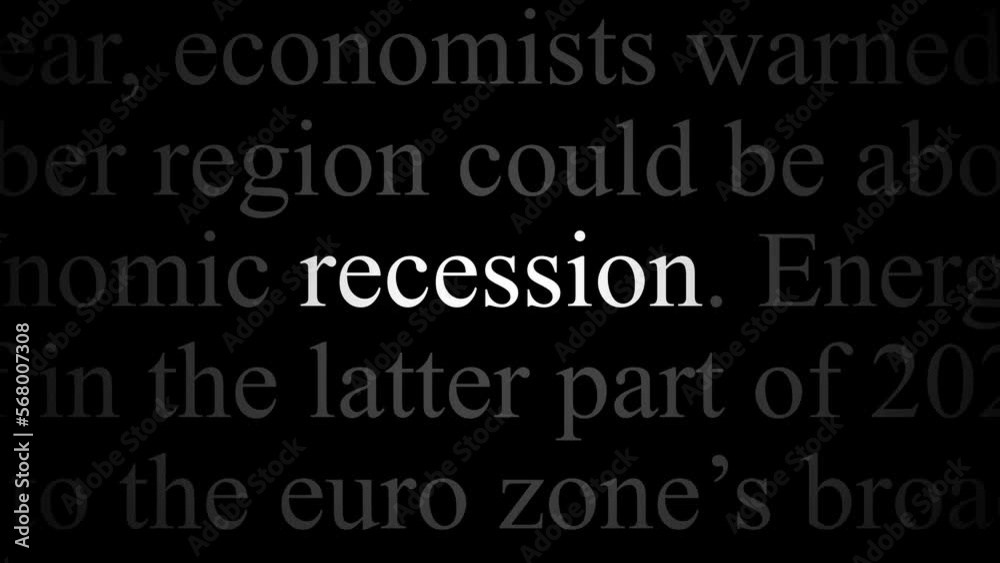 Loop of economic news articles with focus on single word. Topic economic crisis and recession. Loop of economic news articles with focus on single word. Topic economic crisis and recession.