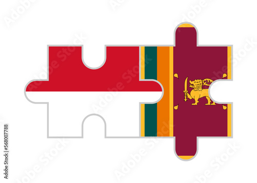 puzzle pieces of indonesia and sri lanka flags. vector illustration isolated on white background