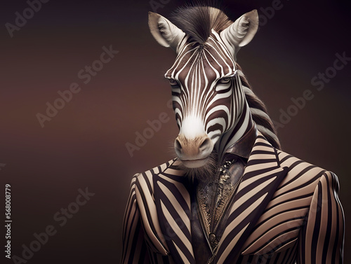 Portrait of Zebra in a business suit  businessman  generative ai