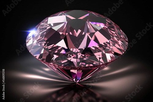 Pink diamond close up shot  expensive gemstone  luxury. AI generated.