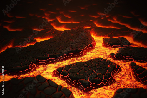 Background texture of molten lava. The Armageddon or Hell Concept in Burning Floor. Generative AI