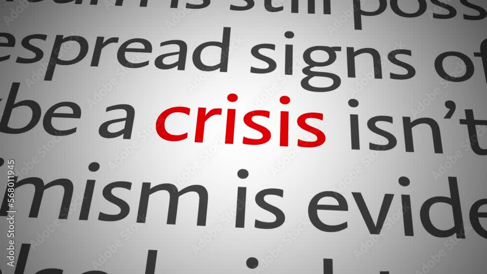 Loop of economic news articles with focus on single word. Topic economic crisis and recession. Loop of economic news articles with focus on single word. Topic economic crisis and recession.