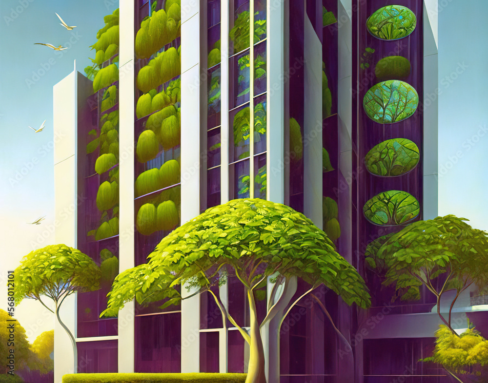 Curated visual reference: Fresh Look at Eco High Rise Condominium Or Office Building With Green Vertical