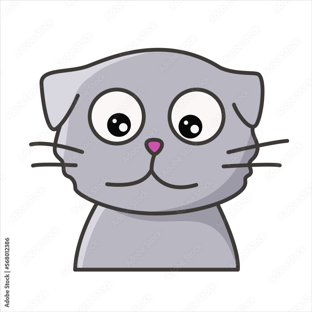 Vector color illustration with black outline of a cat.