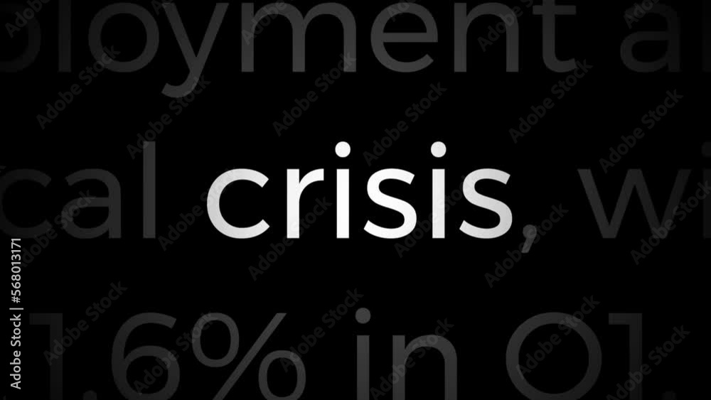 Loop of economic news articles with focus on single word. Topic economic crisis and recession. Loop of economic news articles with focus on single word. Topic economic crisis and recession.