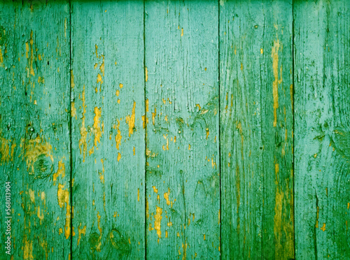 Old wooden fence, green and yellow vector grunge background. UHD 4K wallpaper. For screen, desktop, site design, overlay, stencil, banner, stylization, design and polygraph. Good texture