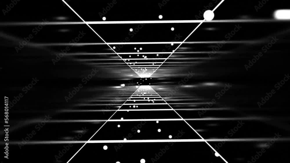 white sci fi tunnel Motion graphic design, 3d animation of square wireframe tunnel loop	