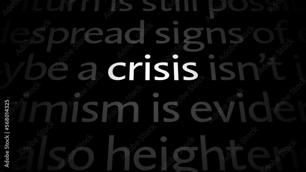 Loop of economic news articles with focus on single word. Topic economic crisis and recession. Loop of economic news articles with focus on single word. Topic economic crisis and recession.