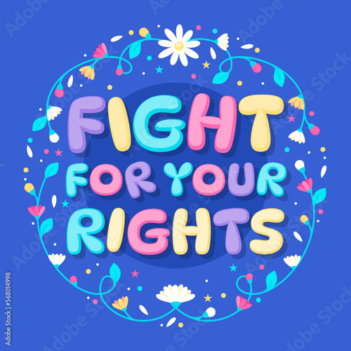 Lettering en vector feminista del tema poder de las chicas