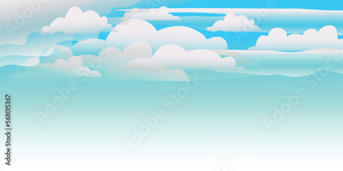 Blue sky with white fluffy cloud design illustration