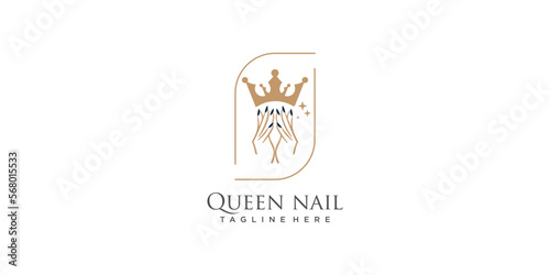 Nail logo with crown beauty concept design icon vector illustration