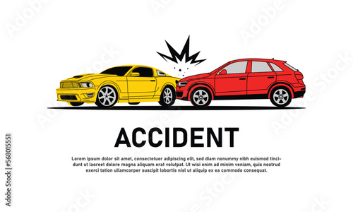 Car accident illustration banner template design