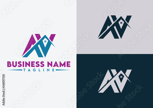 Letter AV logo design vector template, AV real estate logo