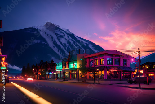 sunset in the snowy mountains generated by generative ai