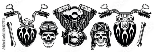 Vintage motorcycle vector grapchic set on a white background