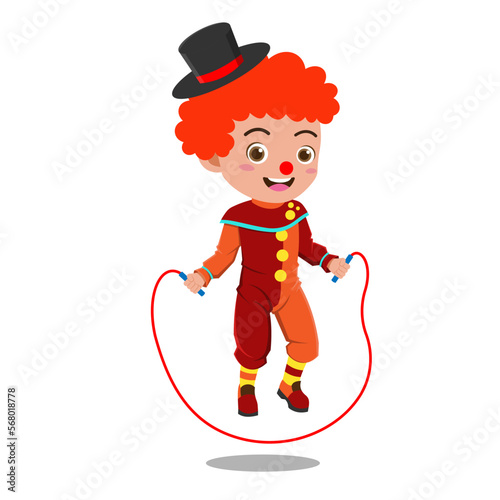 Cute kid on circus show, Background in separate layers for easy editing